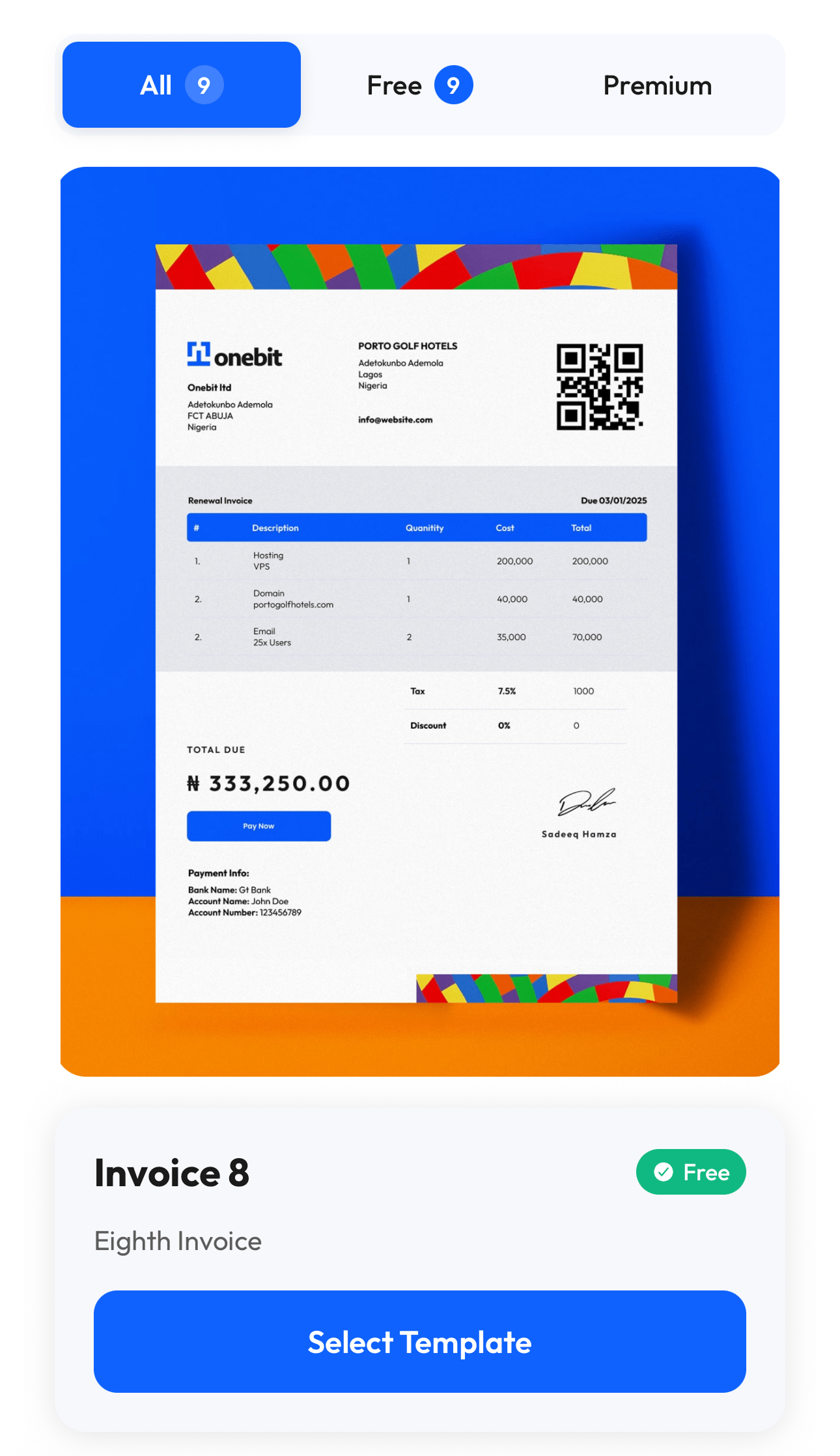 Business switcher menu