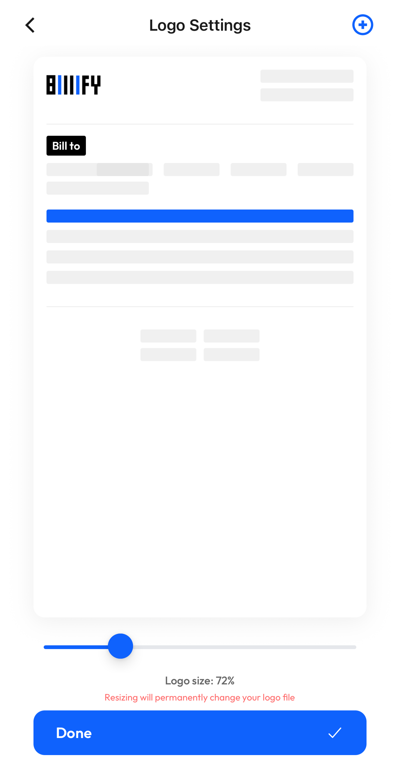 Branding screen uploading logo